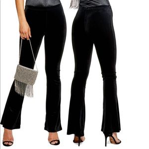 BLACK Topshop Velvet Flare Pants